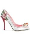 DOLCE & GABBANA TIGER FRONT STUD AND FLORAL DETAILED PUMPS,CD0953AN21512555241