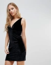 WYLDR WYLDR DISTRACTIONS VELVET MINI DRESS WITH FRONT PLEATING DETAIL-BLACK,WAW17D840 002