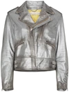 Golden Goose Chiodo Distressed Metallic Leather Biker Jacket In Metallic
