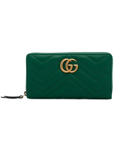 Gucci Gg Marmont Zip Around Wallet In Green