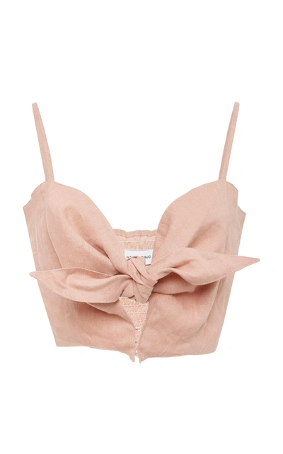 Faithfull De Fiori Cropped Knot Top In Pink