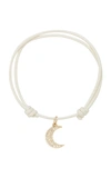 WITH LOVE DARLING DIAMOND PAVE MOON 18K GOLD AND DIAMOND CORD BRACELET,WLD-MOON