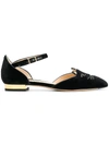 CHARLOTTE OLYMPIA CHARLOTTE OLYMPIA KITTY D'ORSAY BALLET FLATS - BLACK,OLE0053600153012574016