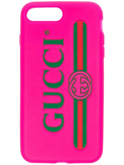 Gucci Vintage Logo Rubber Iphone 8 Cover In Fuchsia