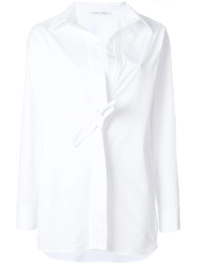 Alberta Ferretti Front Knot Shirt In White