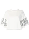 SEE BY CHLOÉ SEE BY CHLOÉ STITCHED-SLEEVE T-SHIRT - WHITE,CHS18SJH2610112579622