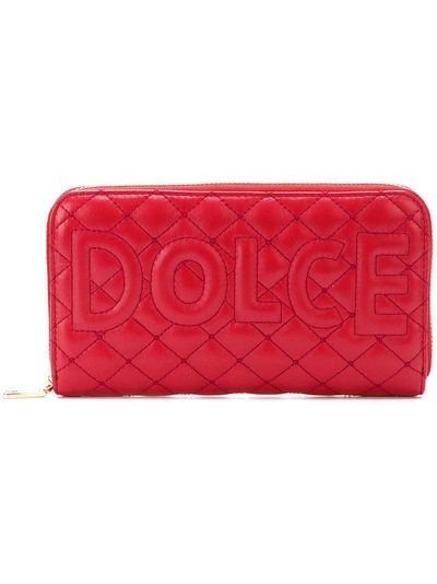 Dolce & Gabbana Quilted Logo Wallet In Red