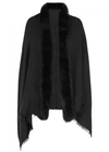 AMA PURE BLACK FUR-TRIMMED WOOL SCARF,2976202