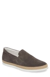 Tod's Suede Espadrille Slip-on Sneaker, Gray In Dark Grey