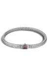 John Hardy Classic Chain Sterling Silver Lava Extra Small Bracelet With Pink Spinel In Silver/ Pink Spinel