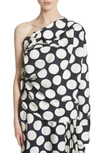 A.W.A.K.E. GIANT POLKA DOT TWISTED ONE-SHOULDER TOP,PS18-T06