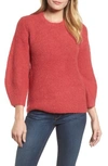 VELVET BY GRAHAM & SPENCER BLOUSON SLEEVE BOUCLE SWEATER,JERRI03