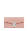 MCM LARGE PATRICIA TWO FOLD WALLET WITH CHAIN IN PARK AVENUE LEATHER IN PINK BLUSH,7630015401962