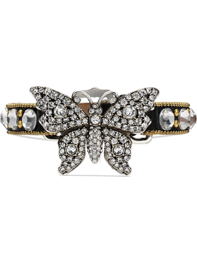 Gucci Crystal Studded Butterfly Bracelet In Black