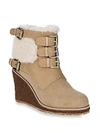 AUSTRALIA LUXE COLLECTIVE Monk Strap Shearling Wedge Boots,0400096186976