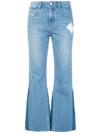 Sjyp Boot Cut Cropped Jeans In Blue