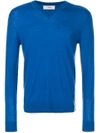 Pringle Of Scotland V-neck Merino Wool Jumper In Blue