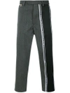 OAMC OAMC CROPPED STRIPE PANEL TROUSERS - GREY,I02446612485773