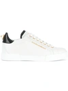 Dolce & Gabbana White Low Top Sneakers With Logo Lettering On The Tongue And Logo Detail On The Heel In Leather Woma In White