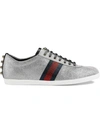 GUCCI Glitter Web sneakers with studs,414684KW04012598231