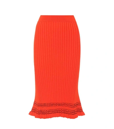 Altuzarra Gwendolyn Ribbed-knit Midi Skirt In Orange