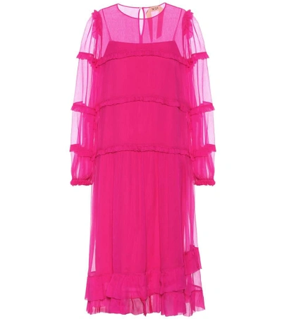 N°21 Tiered Silk-chiffon Dress In Fuxia