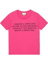 Gucci Poem Printed Cotton Jersey T-shirt In Pink&purple