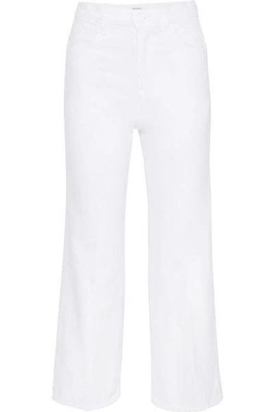 J Brand Joan High-rise Cropped Wide-leg Jeans In Optic White In Blue