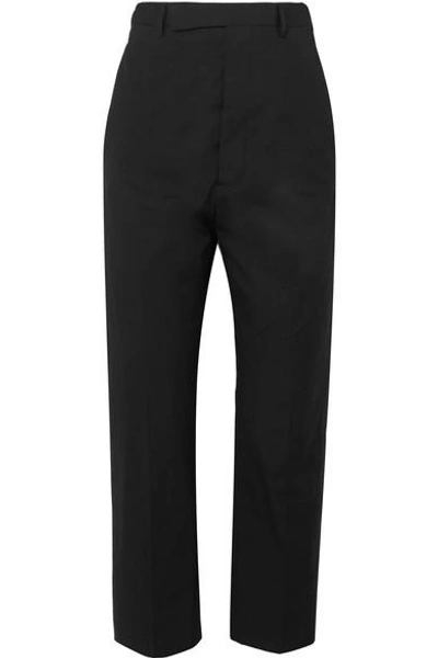 Rick Owens Cropped Cotton-blend Straight-leg Pants In Black