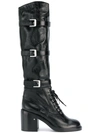 LAURENCE DACADE BUCKLED KNEE HIGH BOOTS,PIMSHINYCRUMPLEDCALF12488822