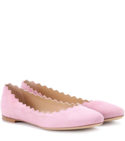 Chloé Lauren绒面革芭蕾舞平底鞋 In Pink
