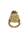 Gucci Crystal Studded Pineapple Ring In Metal In Metallic