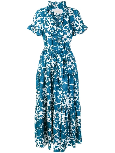 La Doublej Lilium Printed Dress In Blue