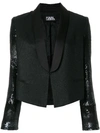 KARL LAGERFELD cropped tuxedo blazer,81KW140599912475733