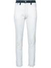 Re/done High-rise Two-tone Ankle Crop Jeans In White
