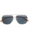 Gucci Square Aviator Sunglasses In Metallic