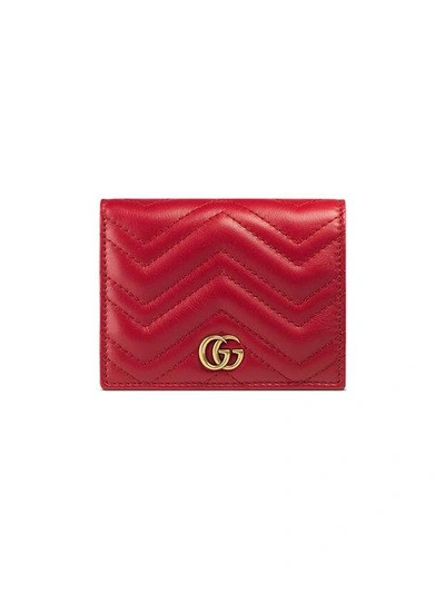 Gucci Gg Marmont Quilted-leather Wallet In Red