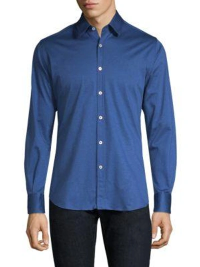 Canali Cotton Button-down Shirt In Blue