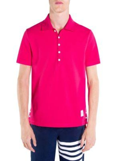 Thom Browne Short-sleeve Relaxed-fit Cotton Polo In Pink
