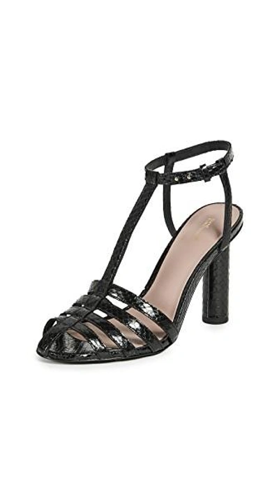 Diane Von Furstenberg Eva Leather T-strap Sandals In Black