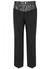 HELMUT LANG BLACK LEATHER AND TWILL TROUSERS