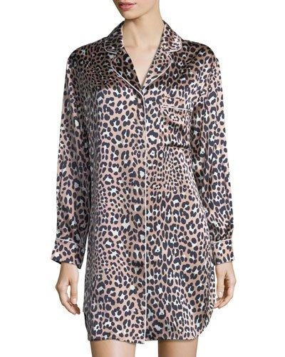 Olivia Von Halle Poppy Raelyn Leopard-print Sleepshirt
