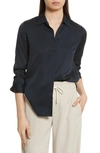 Vince Slim Silk Blouse In Coastal