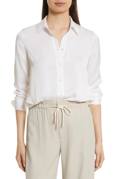 Vince Slim Silk Blouse In White