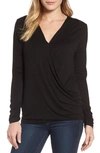 BOBEAU FAUX WRAP KNIT TOP,MT7KS6B