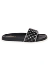 Valentino Rockstud Quilted-leather Slides In Nero-bianco Ottico
