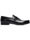 Prada Spazzolato Leather Penny Loafers In Nocolor