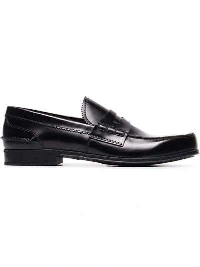 Prada Spazzolato Leather Penny Loafers In Nocolor