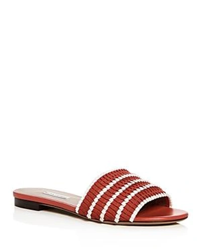 Tabitha Simmons Women's Sprinkles Pleated Ribbon Slide Sandals In Red