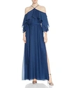 HALSTON HERITAGE RUFFLED COLD-SHOULDER GOWN,HHC161975